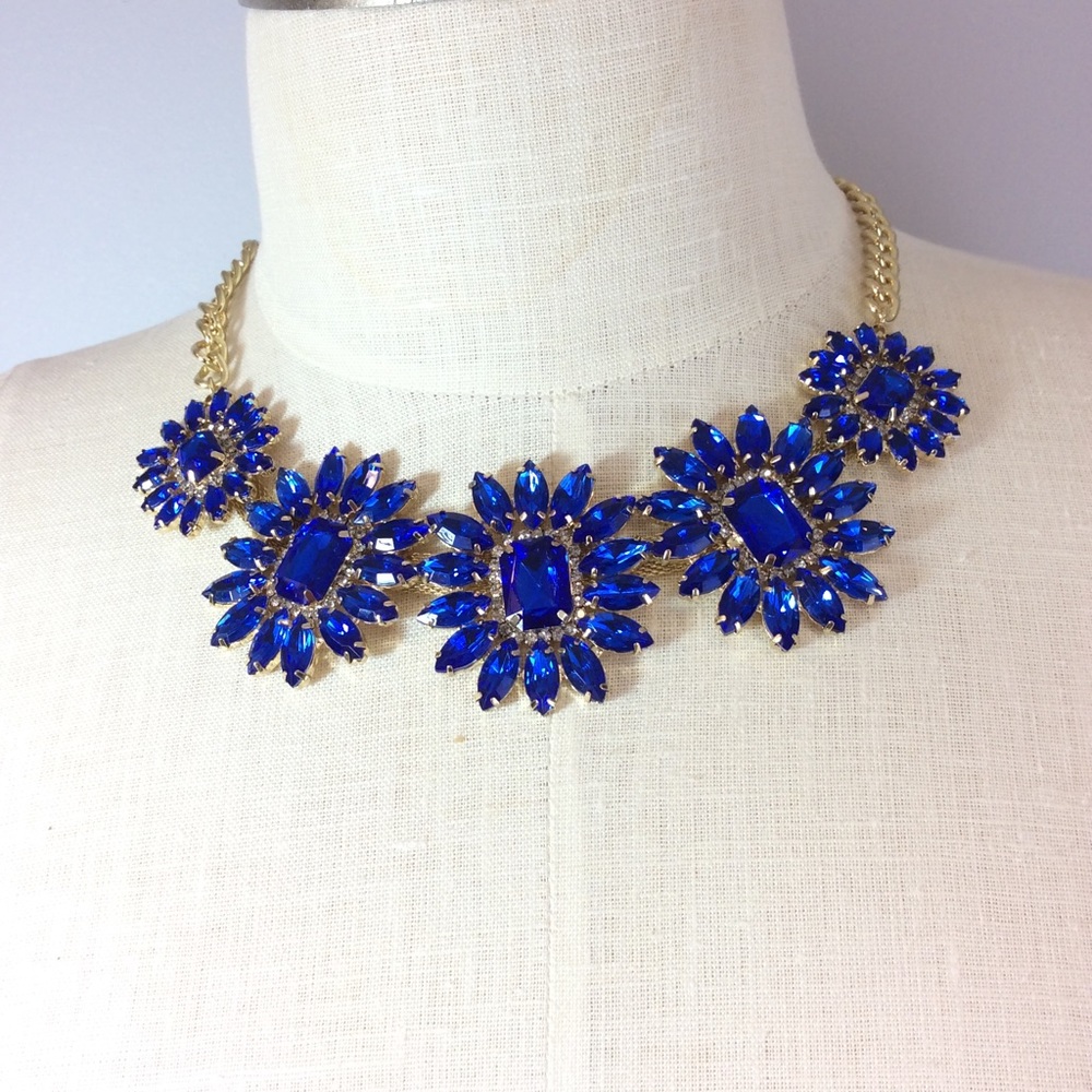 Leslie Danzis Blue Large Floral Statement Necklace
